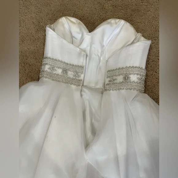 Oleg Cassini Strapless Wedding Dress with Beading A-line - Picture 11 of 14